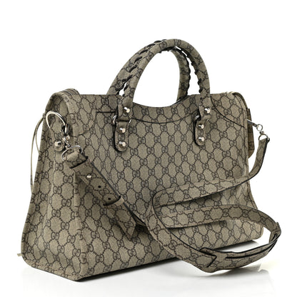 Balenciaga X GUCCI GG Supreme Monogram Neo Classic Silver Hardware City Beige Ebony 4 of 12