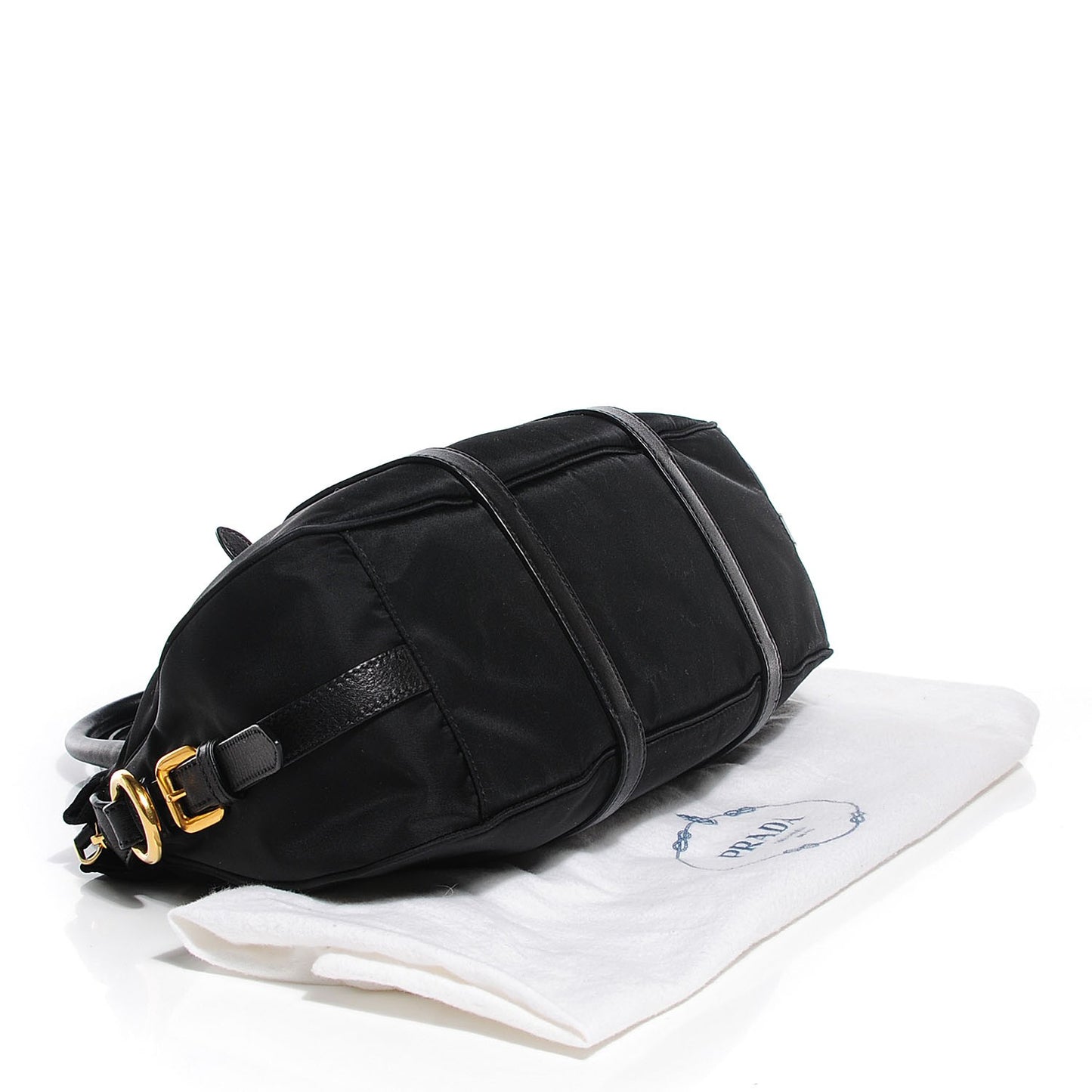 Calfskin Tessuto Nylon Shopping Satchel Black