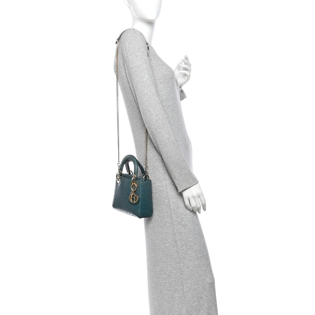 Christian Dior Ostrich Mini Lady Dior Blue 2 of 10