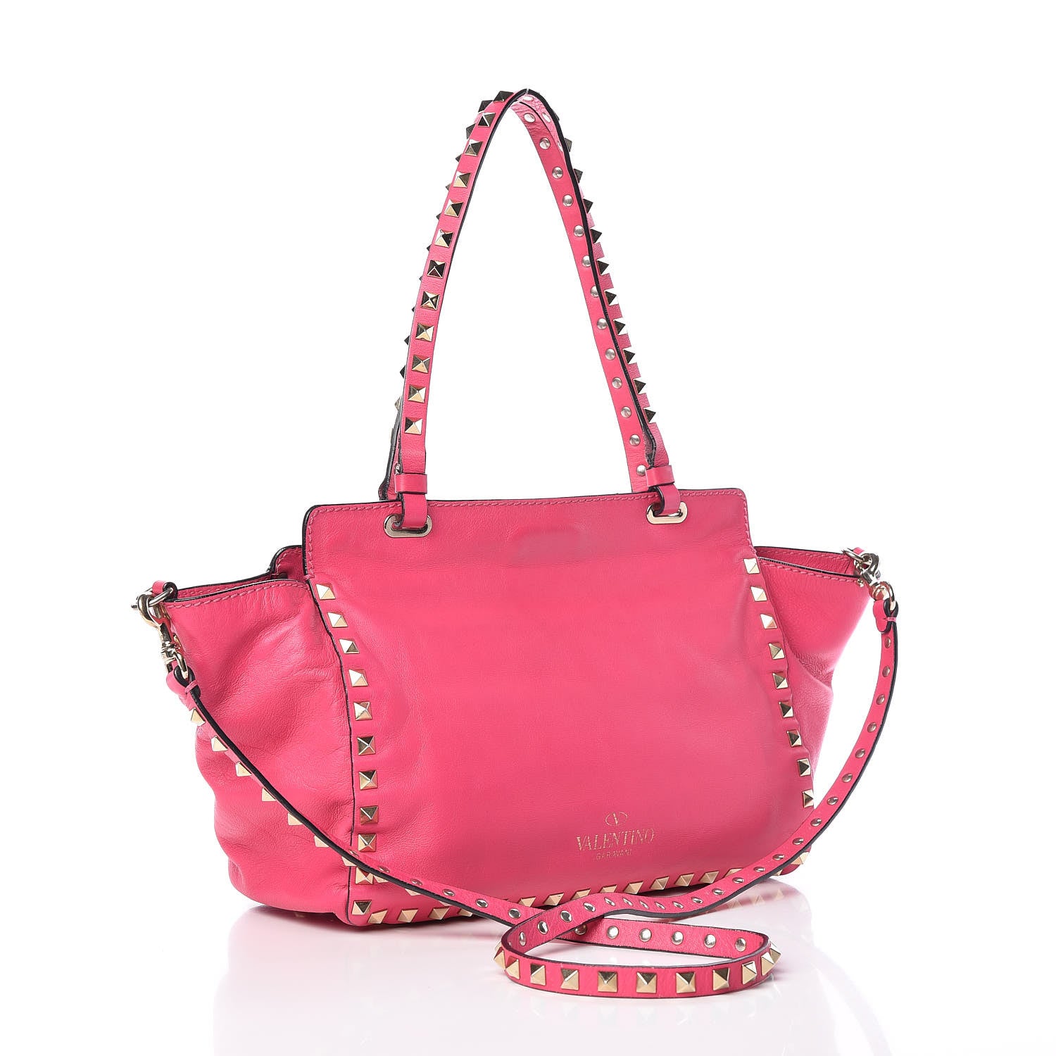Valentino Garavani Vitello Small Rockstud Tote Pop Fuxia 4 of 19