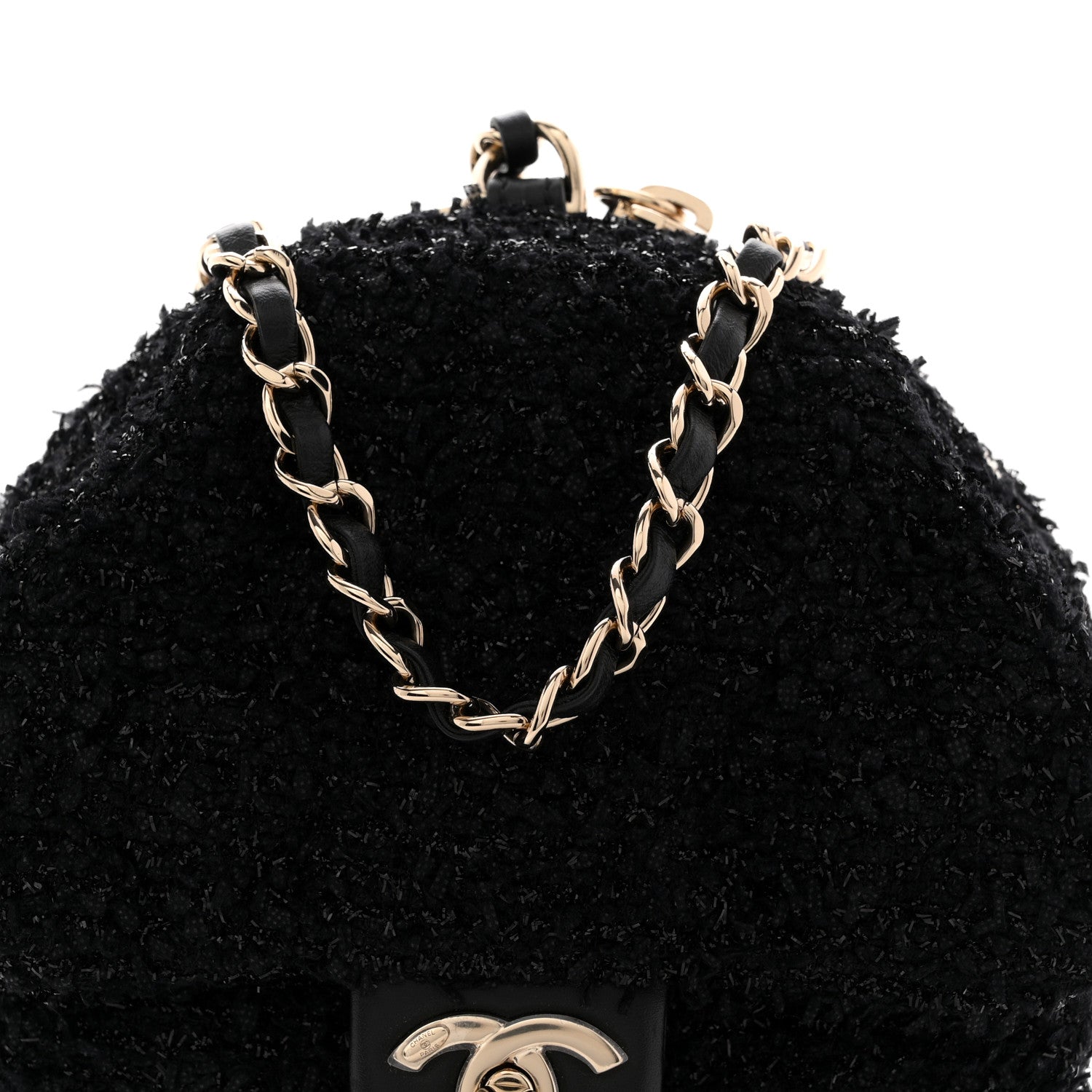 Chanel Tweed Coco Beach Barrel Shoulder Bag Black 9 of 12