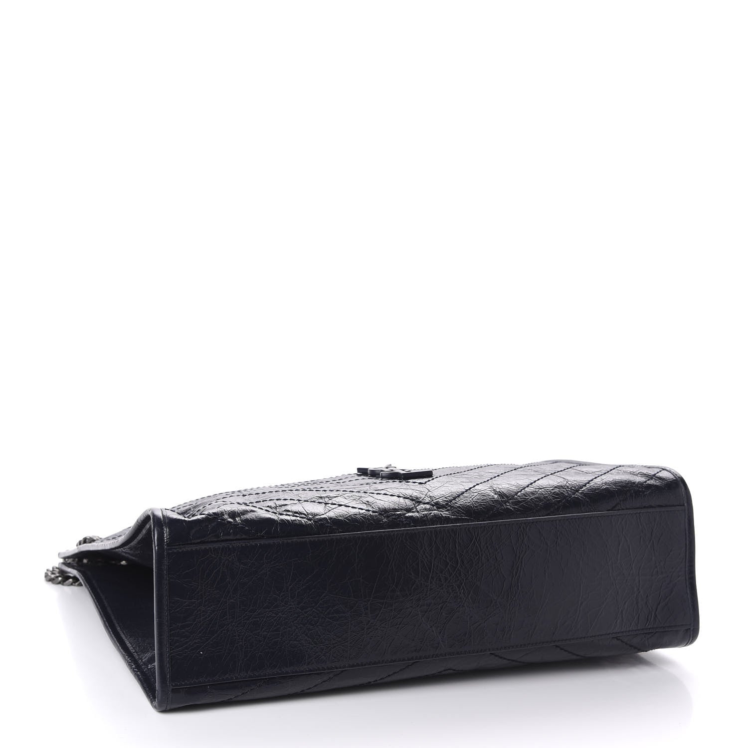 Saint Laurent Crinkled Calfskin Matelasse Monogram Niki Shoulder Bag Deep Marine 3 of 9