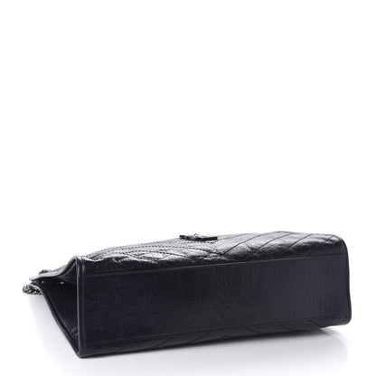Saint Laurent Crinkled Calfskin Matelasse Monogram Niki Shoulder Bag Deep Marine 3 of 9