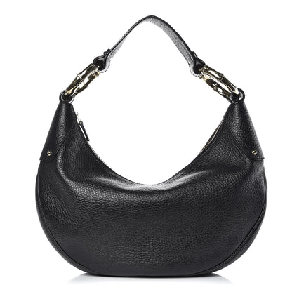 Gucci Calfskin Half Moon Bamboo Ring Hobo Black 1 of 11