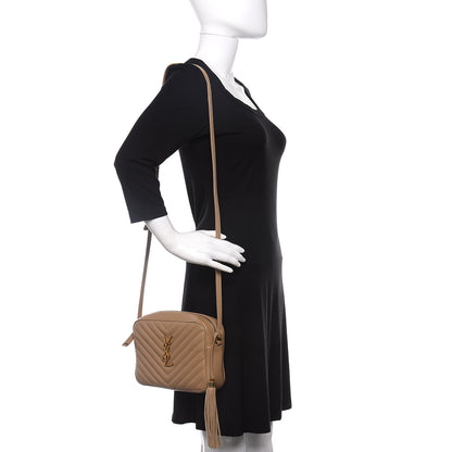 Saint Laurent Calfskin Matelasse Monogram Lou Camera Bag Dark Latte 2 of 9