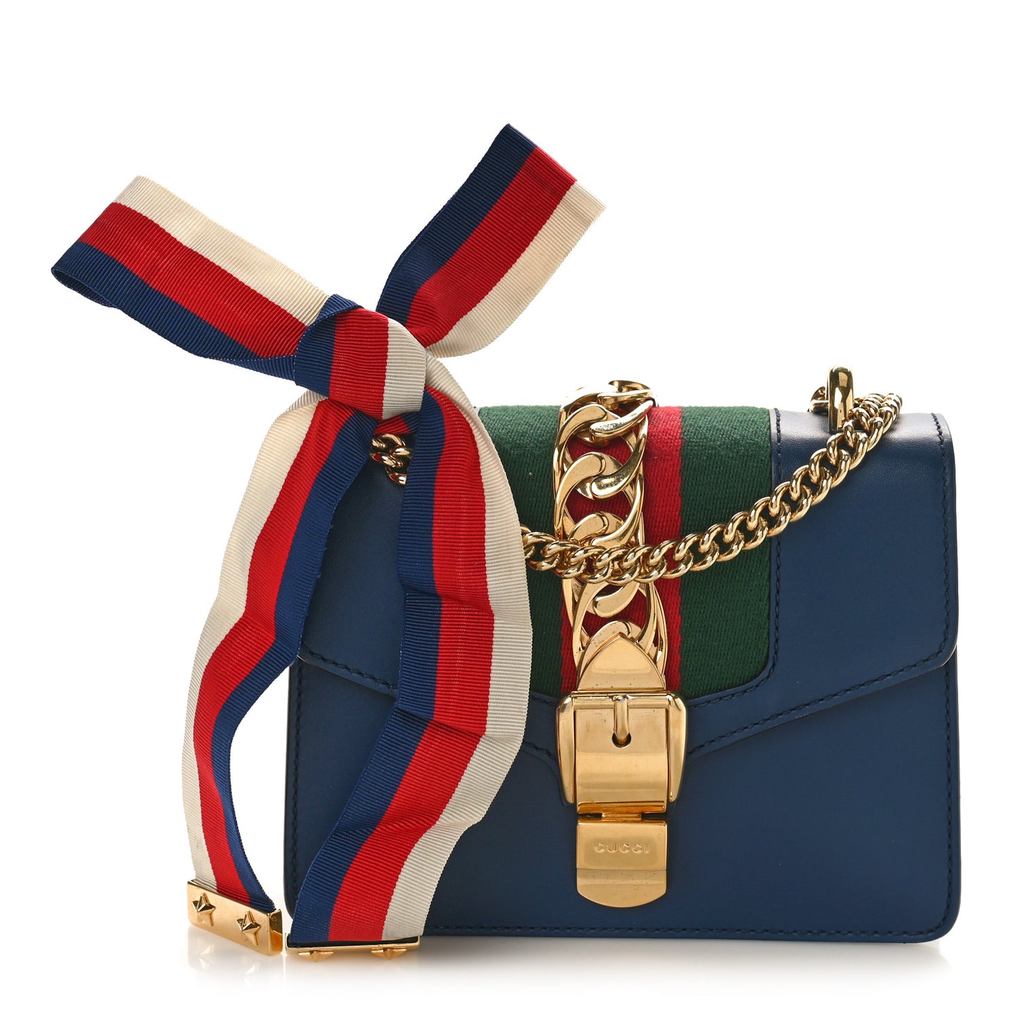 Calfskin Mini Sylvie Chain Shoulder Bag Blue Agata