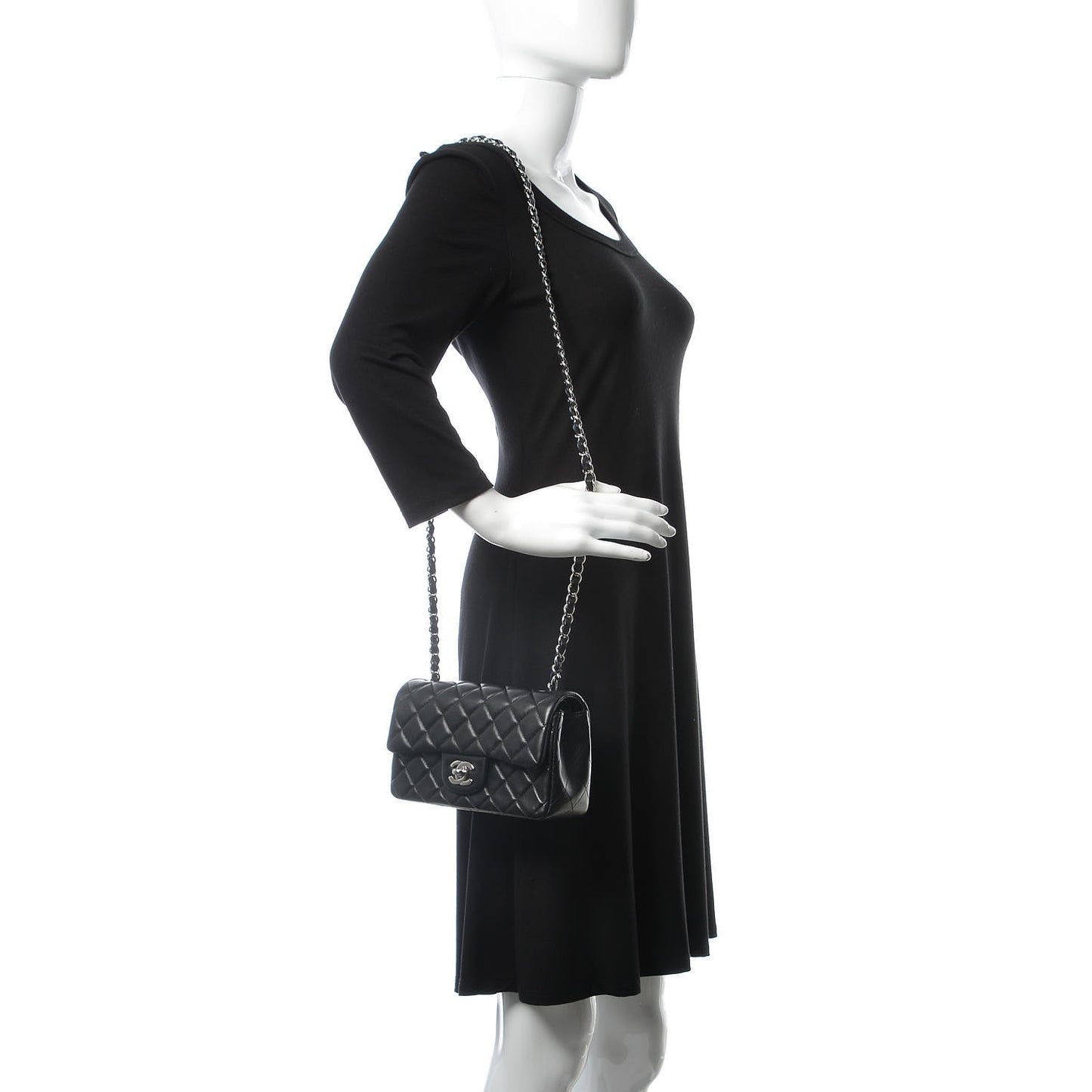 Lambskin Quilted Mini Rectangular Flap Black