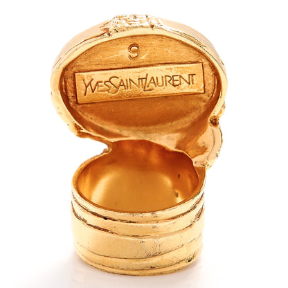 Saint Laurent Glass Cabochon Arty Ovale Ring 9 Gold Coral 3 of 4