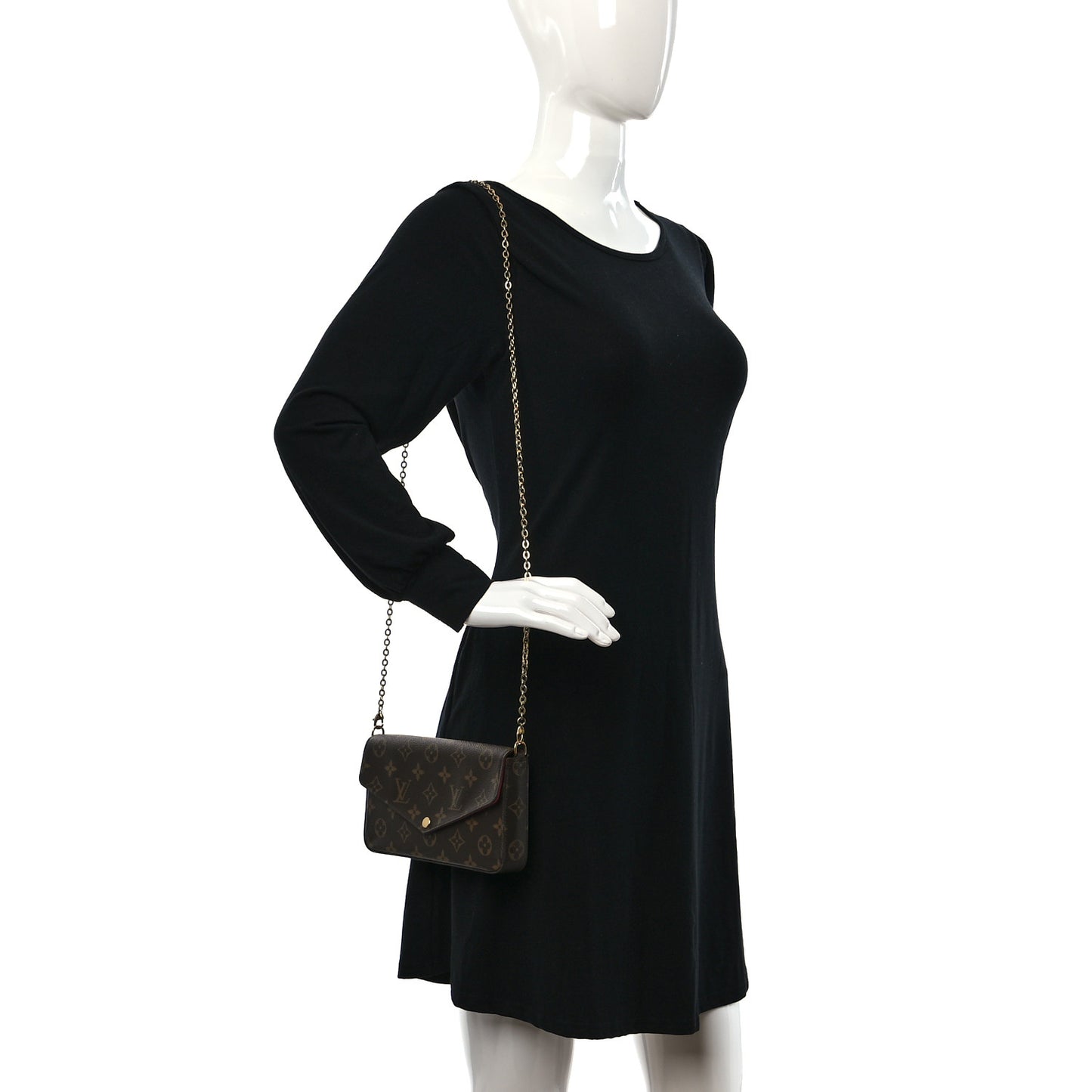 Monogram Pochette Felicie Chain Wallet Fuchsia