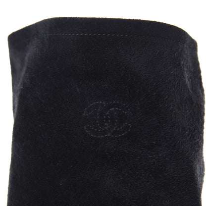 Chanel Suede Calfskin CC Knee High Boots 39.5 Black 7 of 17