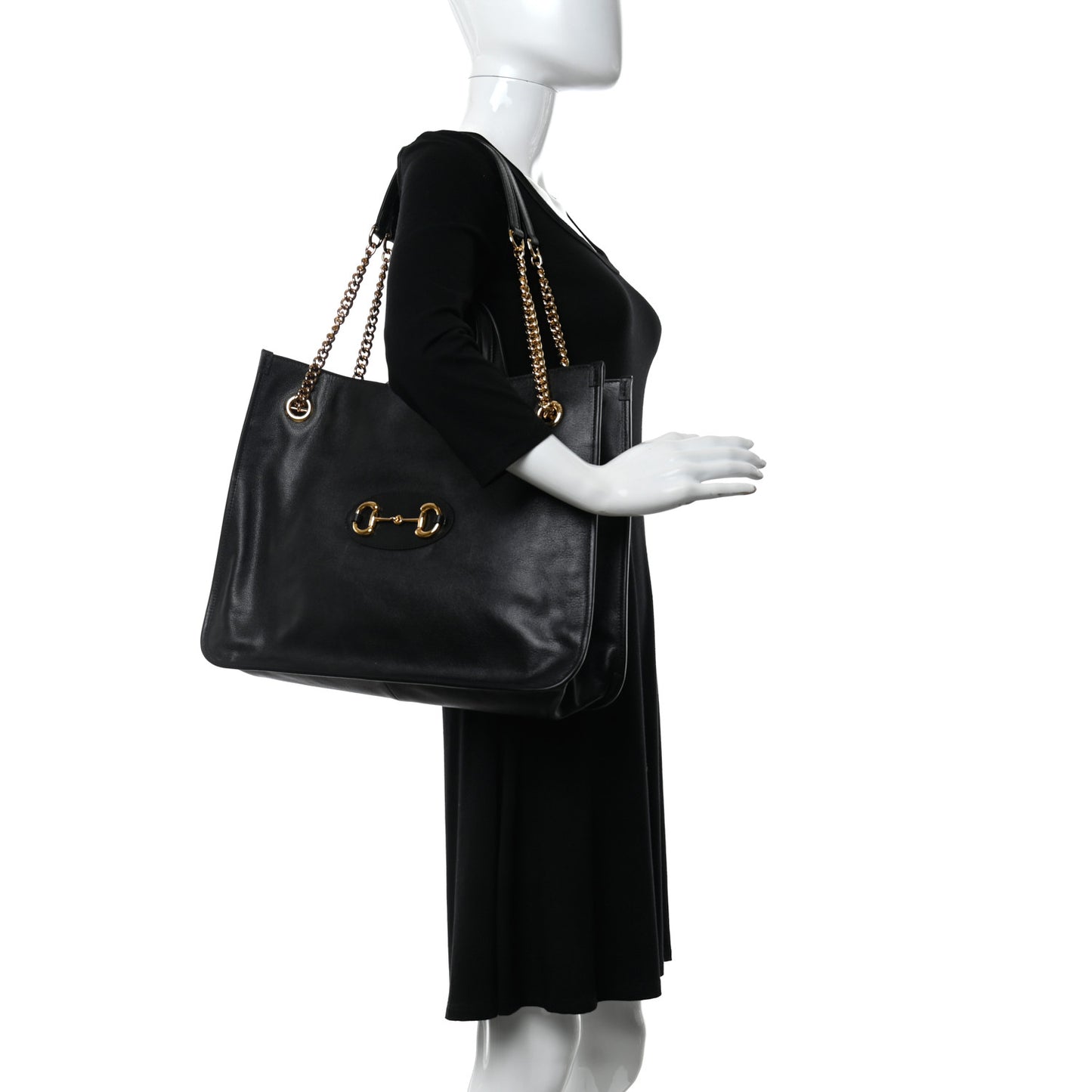 Calfskin Large Horsebit 1955 Tote Bag Black