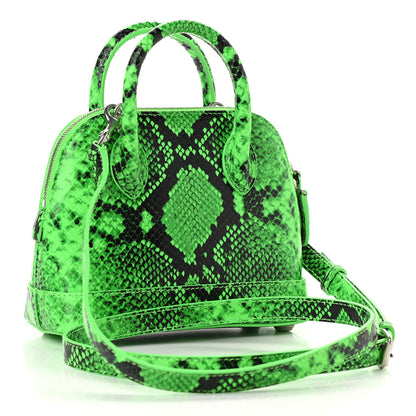 Balenciaga Calfskin Python Effect XXS Ville Top Handle Bag Fluo Green Black 2 of 8
