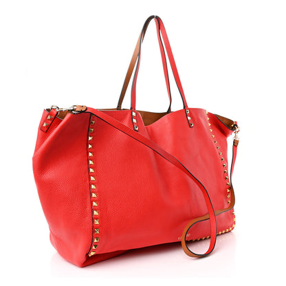 Valentino Garavani Pebbled Calfskin Medium Rockstud Reversible Tote Light Cuir Rosso Valentino 5 of 15