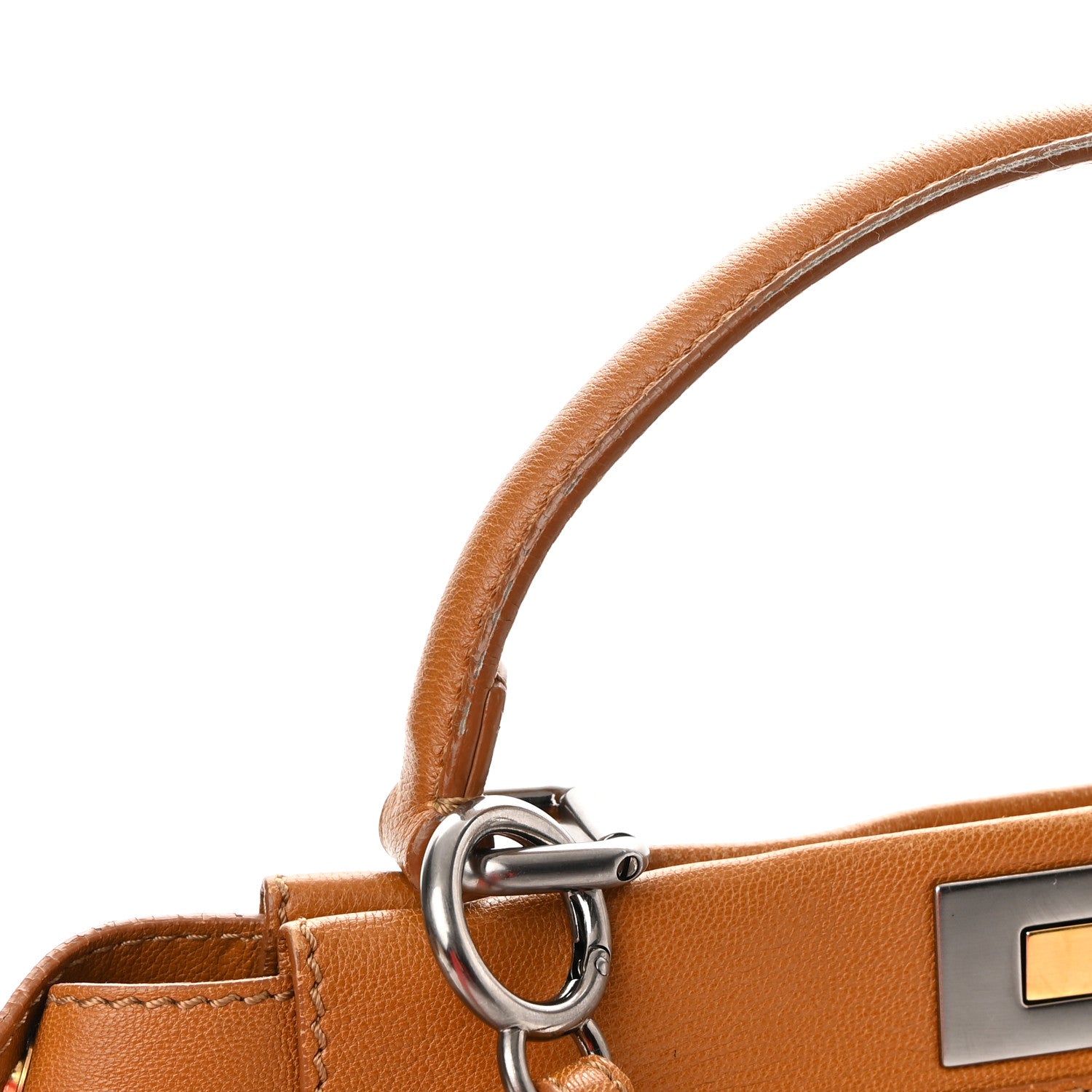Fendi Goatskin Medium Peekaboo Iconic Satchel Camel 16 of 20