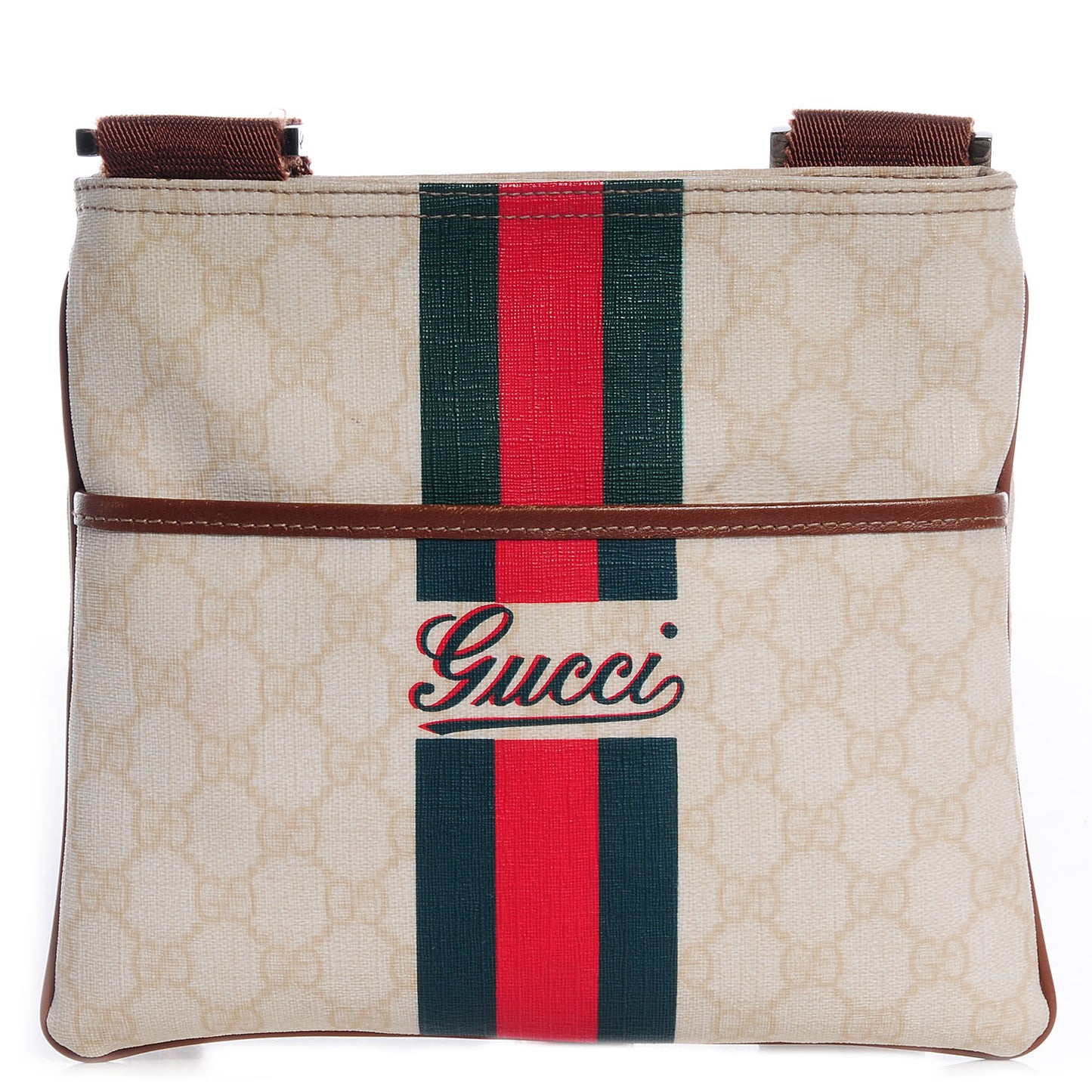 Monogram Stripe Flat Messenger Bag