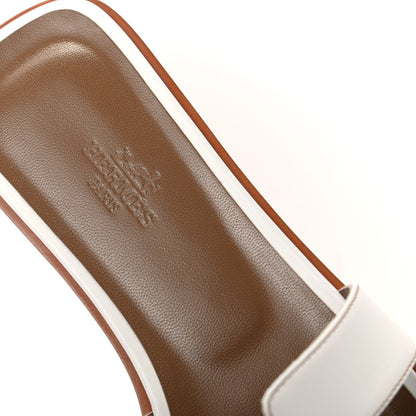 Hermes Box Calfskin Oran Sandals 38 White 8 of 11