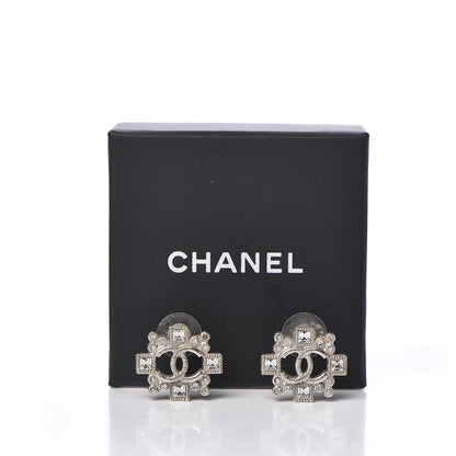 Chanel Baguette Crystal CC Earrings Silver 5 of 5