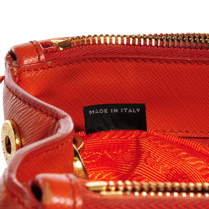 Prada Saffiano Lux Medium Double Zip Tote Papaya 9 of 10