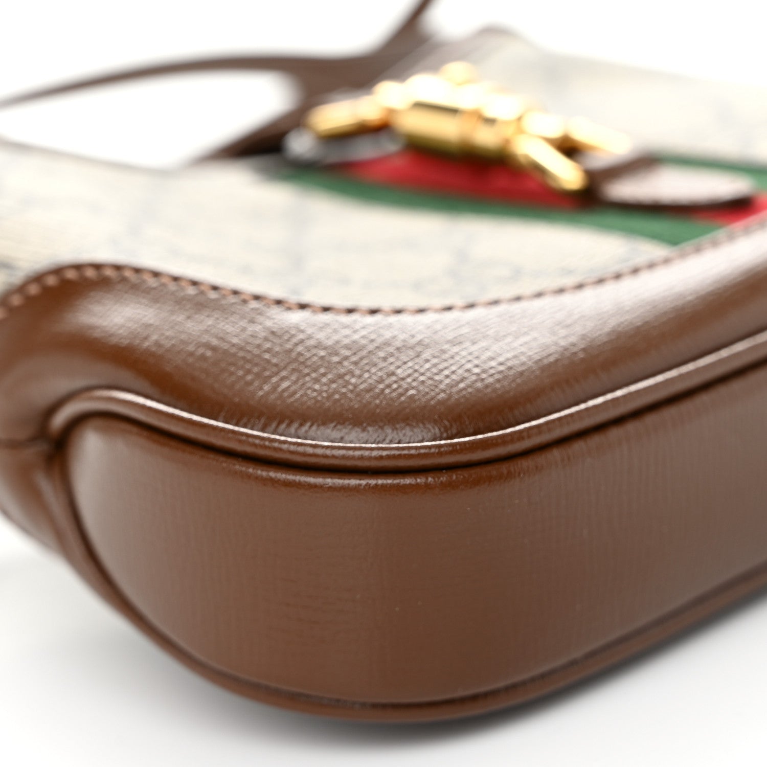 Gucci GG Supreme Monogram Azalea Calfskin Web Mini Jackie 1961 Hobo Beige Ebony Brown Sugar 9 of 10