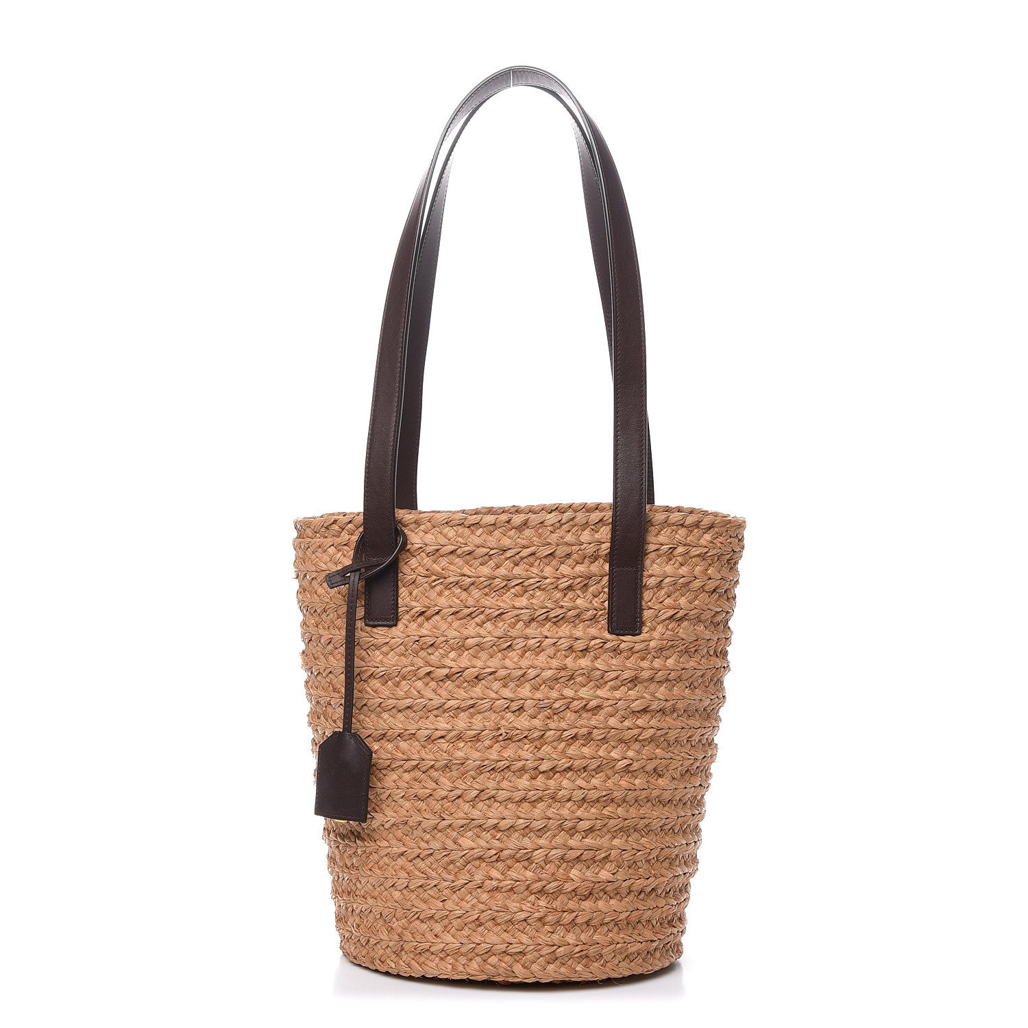 Saint Laurent Raffia Calfskin Small Panier Tote Naturale Nut 1 of 8