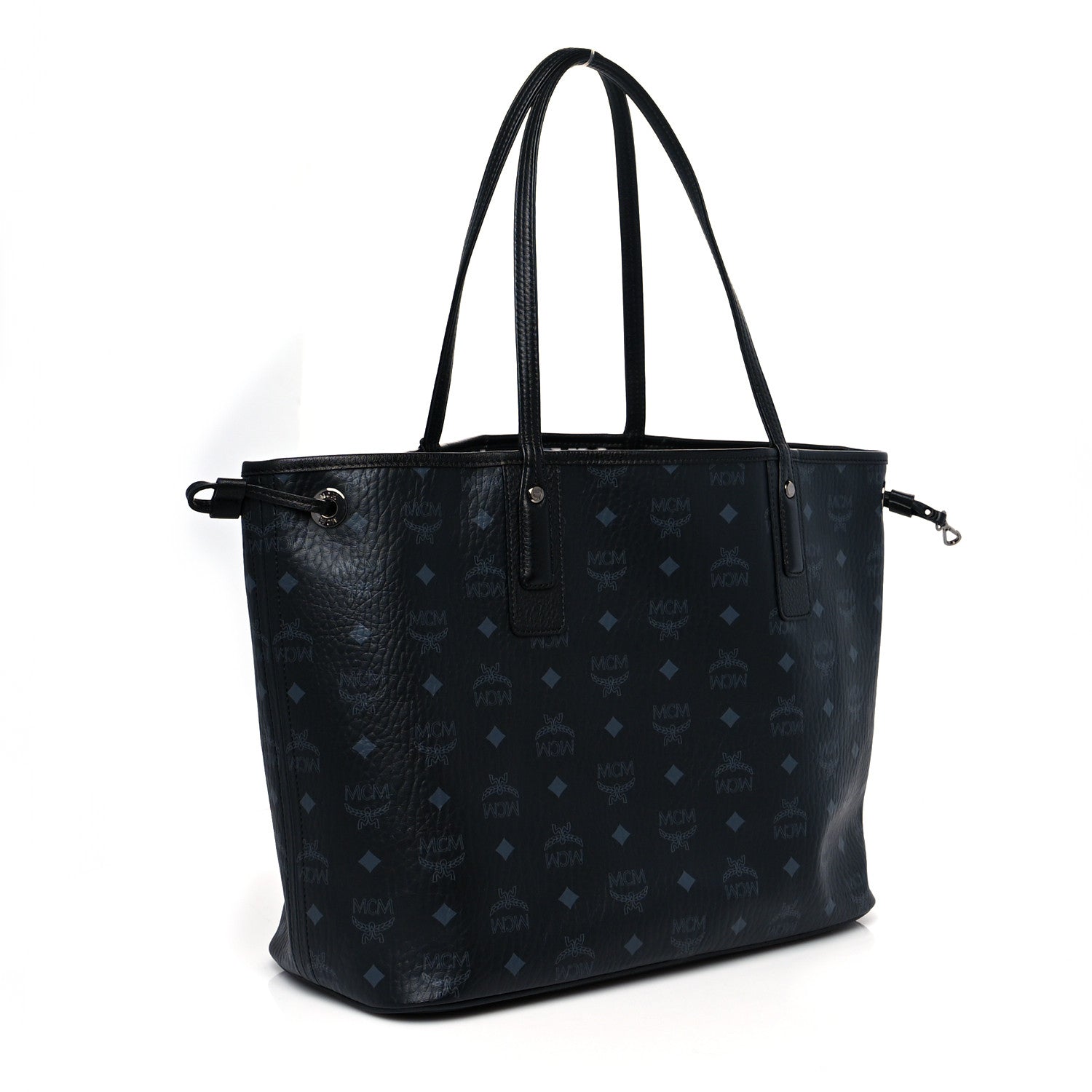 MCM Visetos Medium Reversible Shopping Tote Black 4 of 17