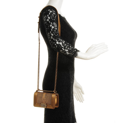 Chanel Galuchat Stingray Mini Boy Flap Gold 2 of 8