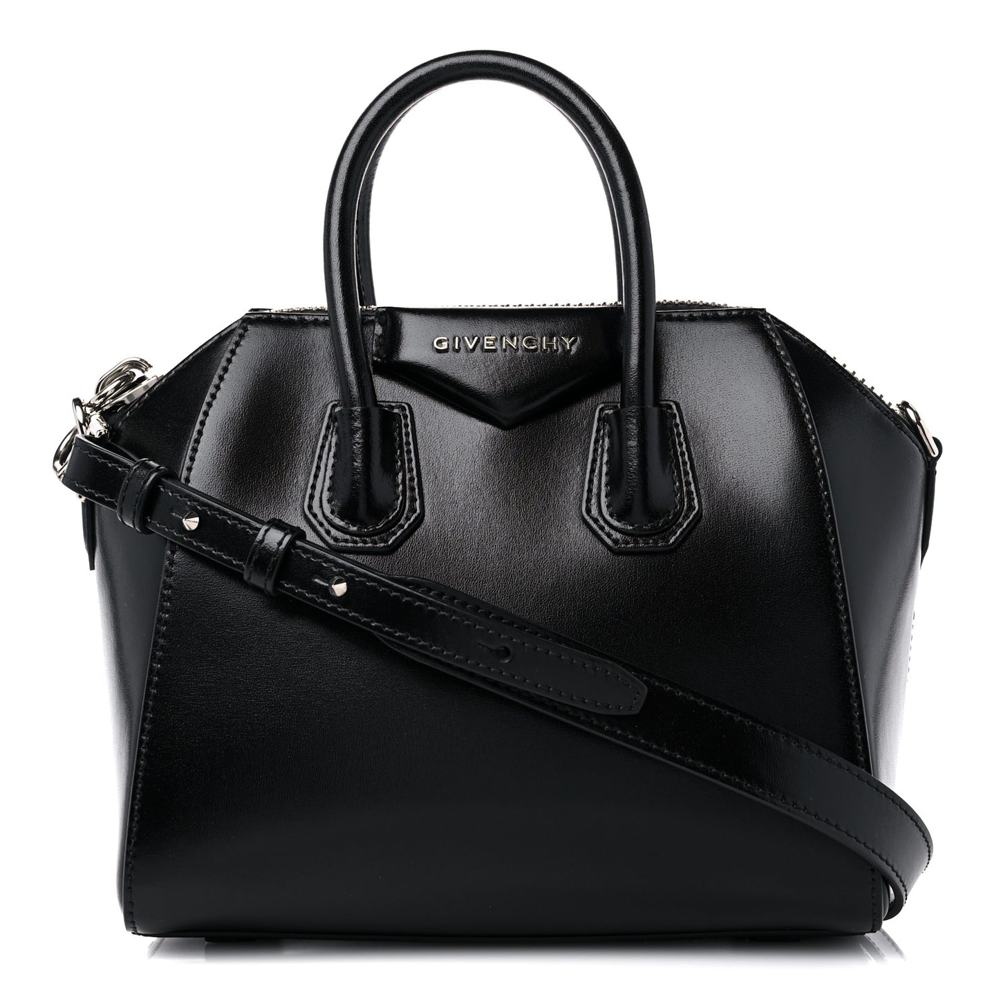 Shiny Lord Calfskin Mini Antigona Black