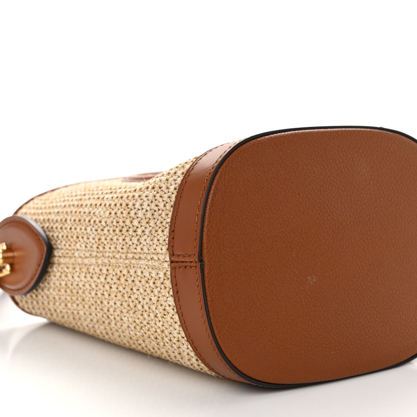 Kitted Raffia Petit Bucket Caramel