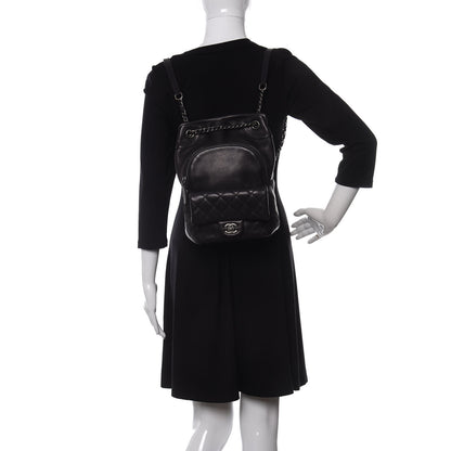 Chanel Lambskin Quilted Drawstring Backpack Black 2 of 11