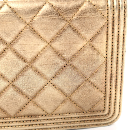 Chanel Distressed Calfskin Quilted Boy Wallet On Chain WOC Gold 13 of 15