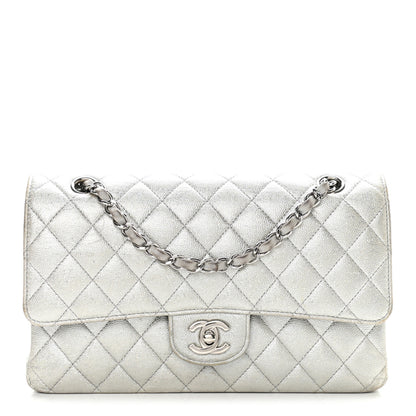 Chanel Glittered Metallic Caviar Quilted Medium Double Flap Silver 1 of 15