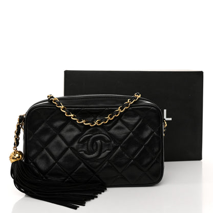 Chanel Lambskin Quilted Tassel Camera Case Black 12 of 12