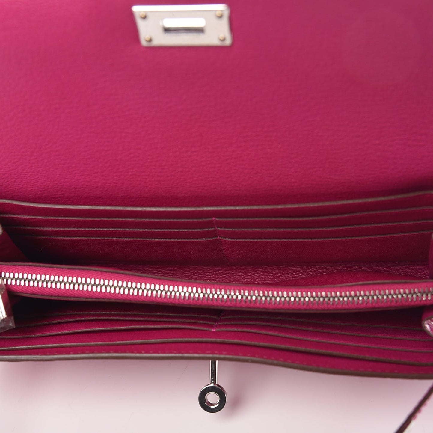 Shiny Alligator Kelly Longue Wallet Rose Scheherazade