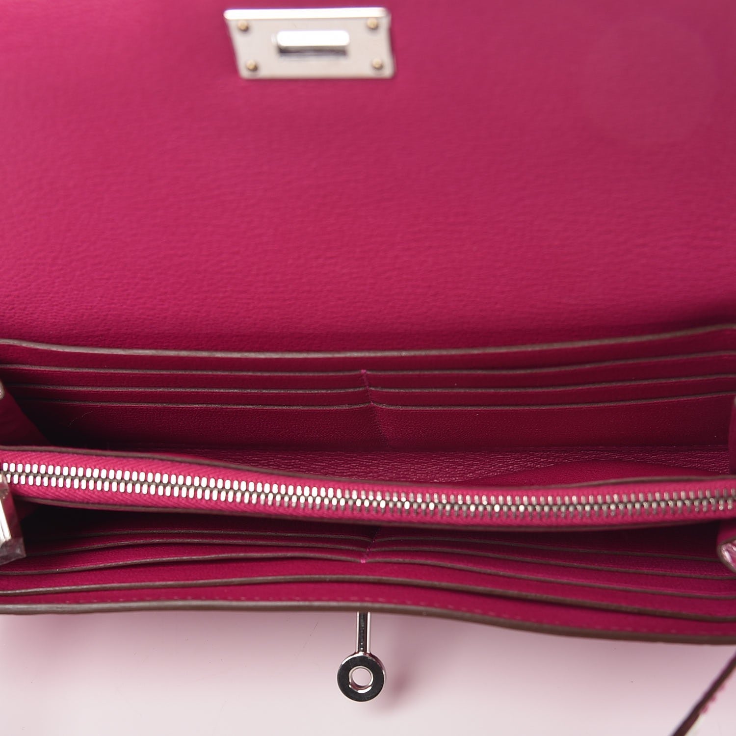Hermes Shiny Alligator Kelly Longue Wallet Rose Scheherazade 5 of 15
