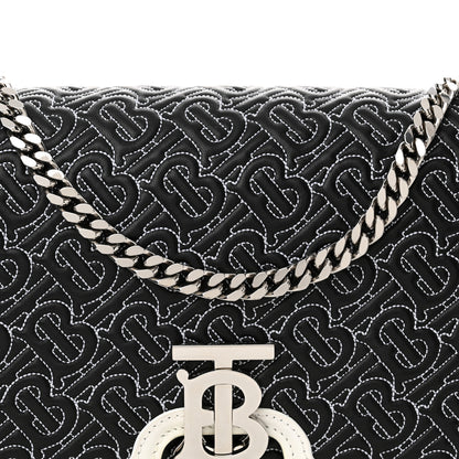 Burberry Calfskin Monogram Embossed Medium TB Chain Bag Black White 7 of 15