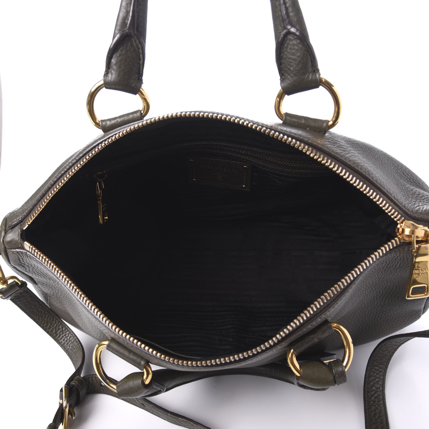 Prada Vitello Daino Top Handle Zip Tote Militare 5 of 10