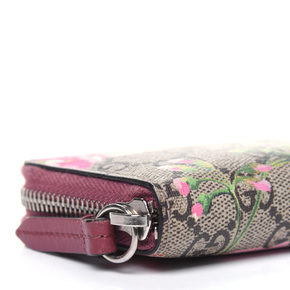 Gucci GG Supreme Monogram Blooms Zip Around Card Case Wallet Beige Multicolor Dry Rose 7 of 11