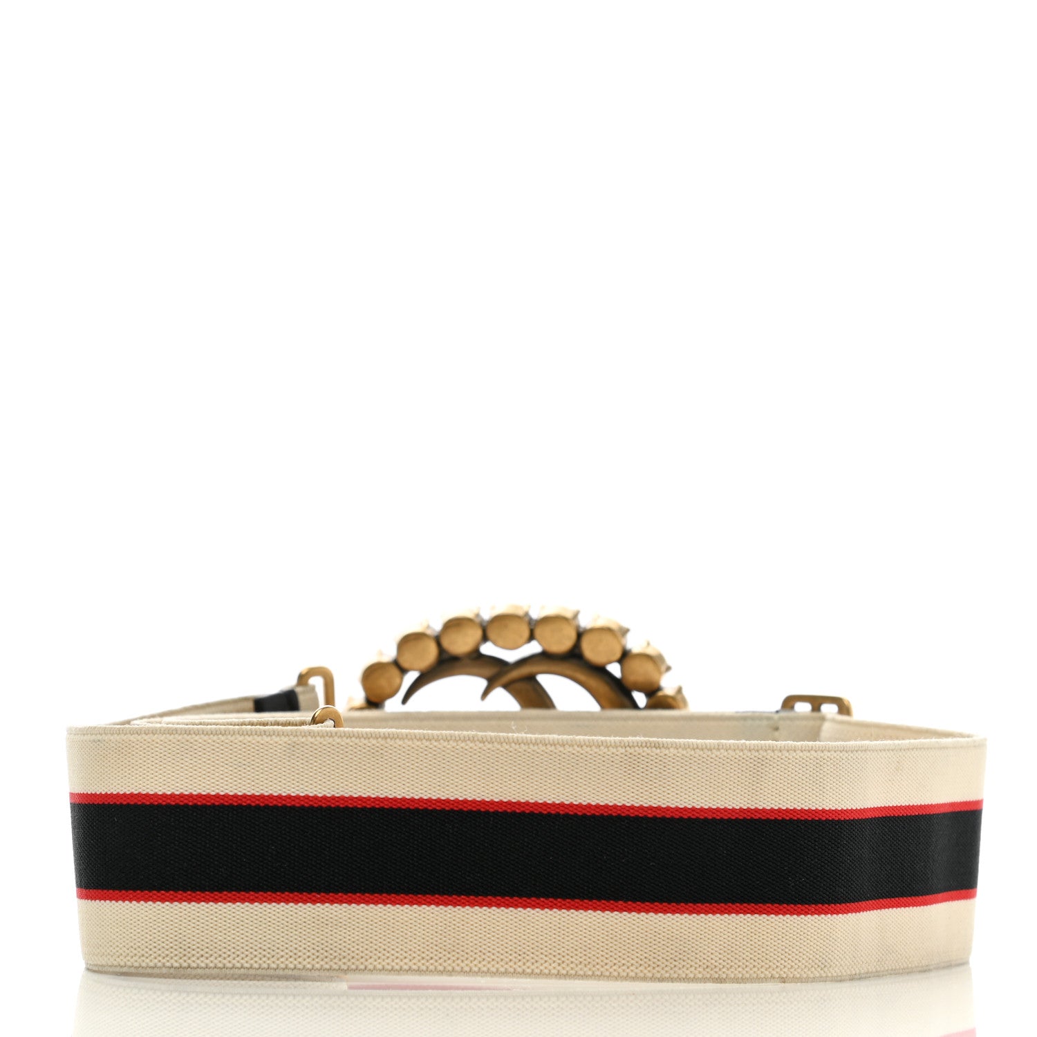 Gucci Jacquard Crystal Stripe Double G Belt 85 34 White 2 of 7