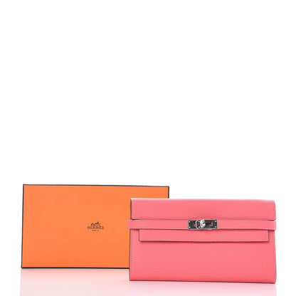 Hermes Chevre Mysore Kelly Longue Wallet Rose Azalee 9 of 9
