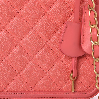 Chanel Caviar Quilted Medium CC Filigree Vanity Case Coral 9 of 11