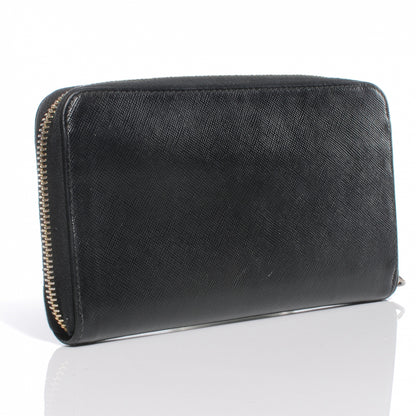 Prada Saffiano Zip Around Wallet Nero Black 3 of 10