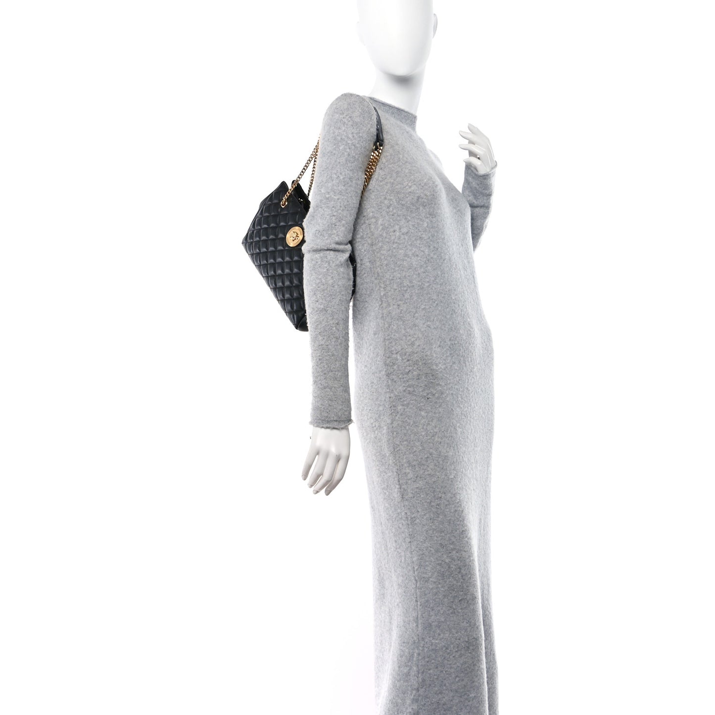 Nappa Quilted Medusa Chain Shoulder Bag Black