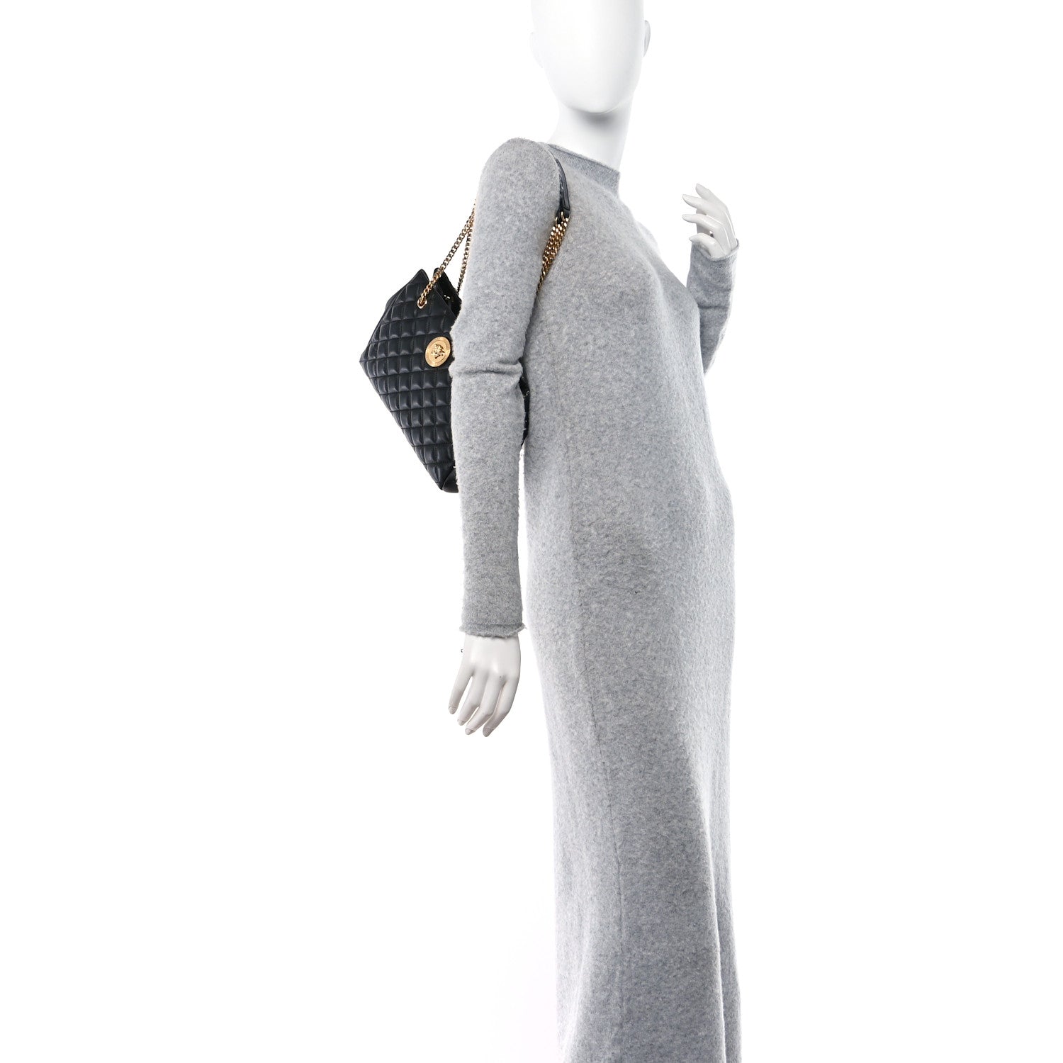 Versace Nappa Quilted Medusa Chain Shoulder Bag Black 2 of 15