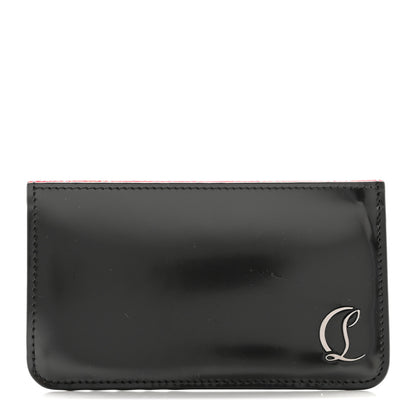 Christian Louboutin Calfskin Abrasivato Loubi54 Zipped Card Holder Black GunMetal 1 of 8