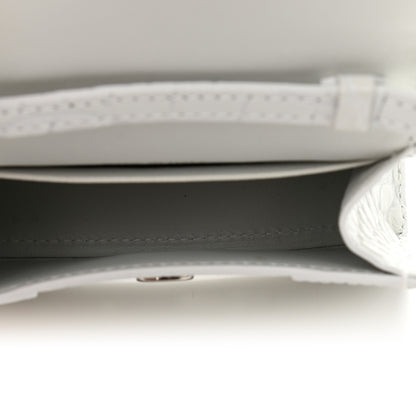 Balenciaga Shiny Calfskin Crocodile Embossed Hourglass Top Handle Bag Mini White 5 of 10