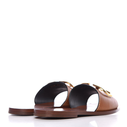 Valentino Garavani Grainy Cowhide Vlogo Flat Slide Sandals 39 Cuoio 4 of 10