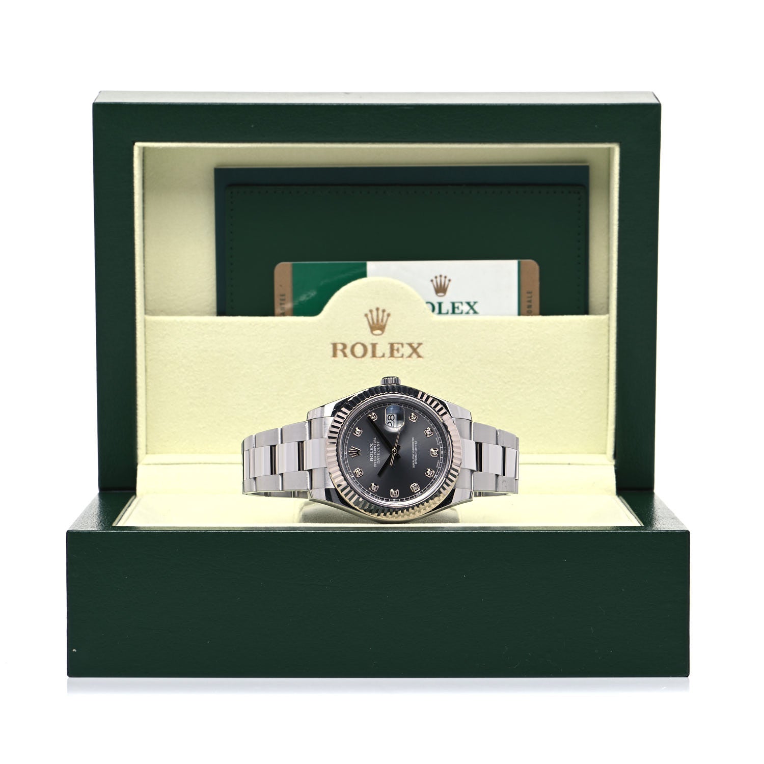 Rolex Stainless Steel 18K White Gold Diamond 41mm Oyster Perpetual Datejust Watch Black 116334 5 of 5