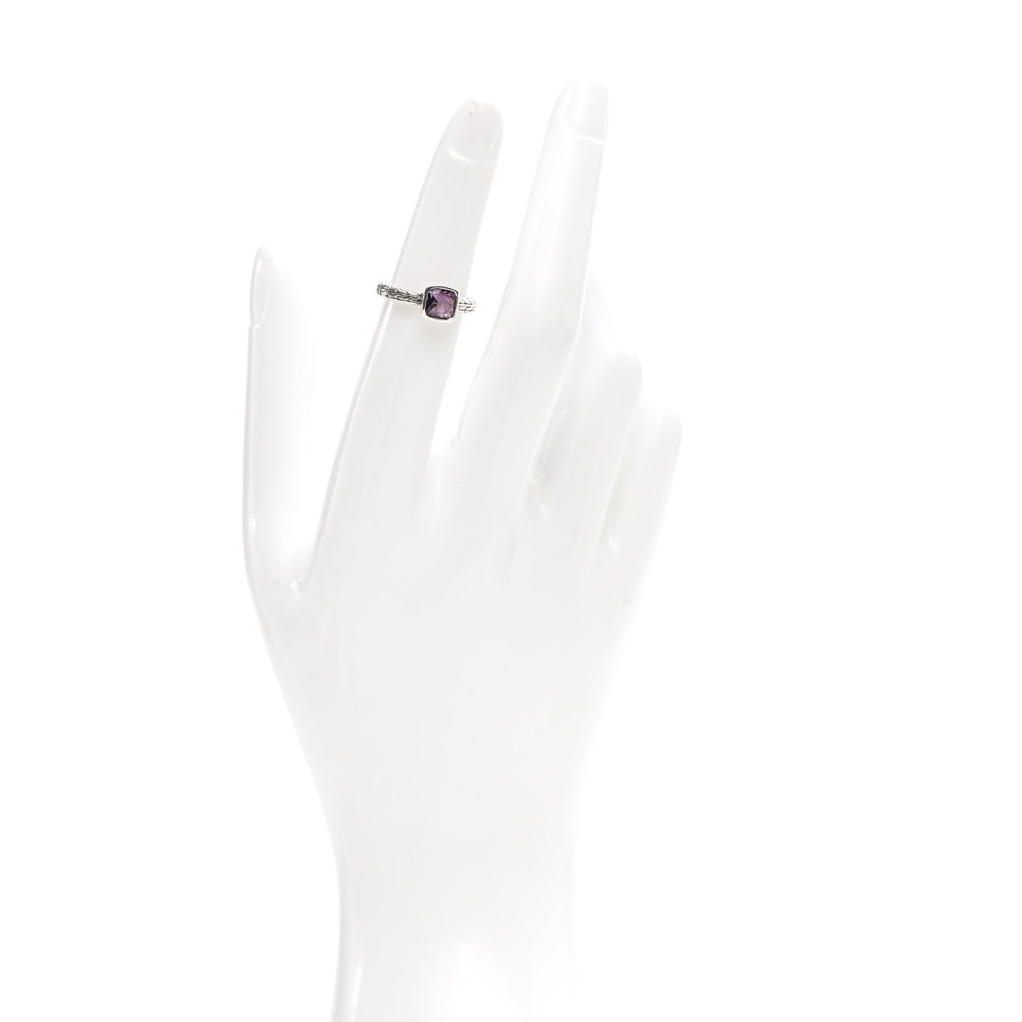 Sterling Silver Amethyst Station Classic Chain Ring 49 4.75