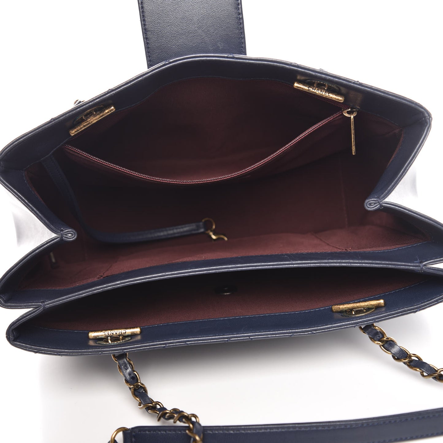 Calfskin Diamond Stitched Shoulder Bag Navy