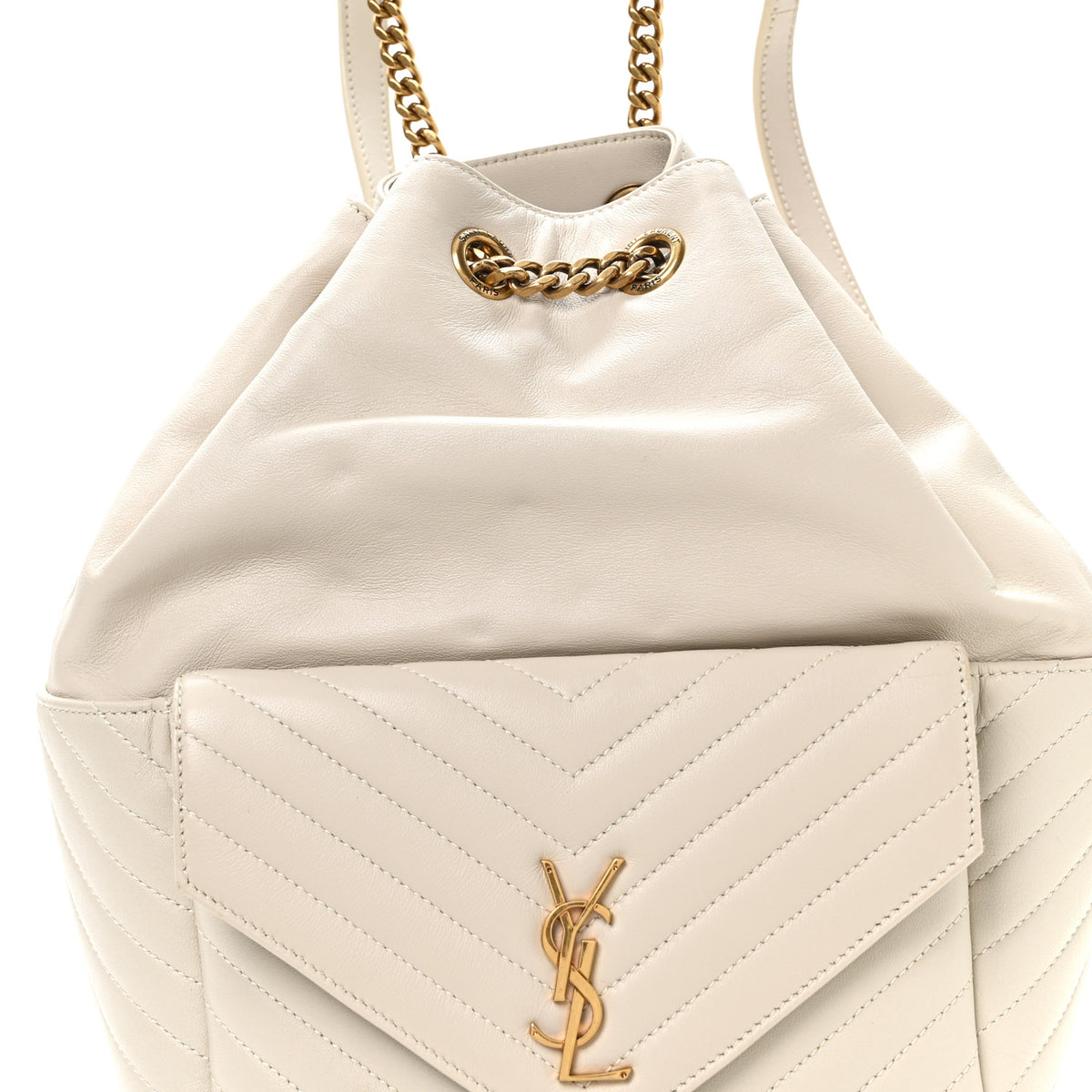 Saint Laurent Lambskin Matelasse Monogram Joe Backpack Cream 7 of 9